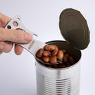 grub n tool being used to open a can of bean
