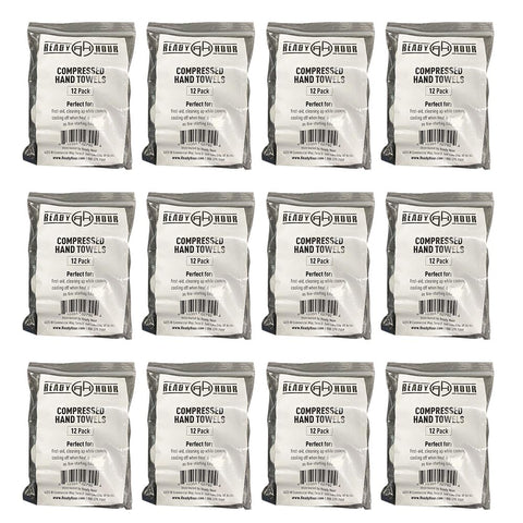 Image of Compressed Disposable Hand Towels by Ready Hour (Twelve 12-Packs, 144 Towels Total)
