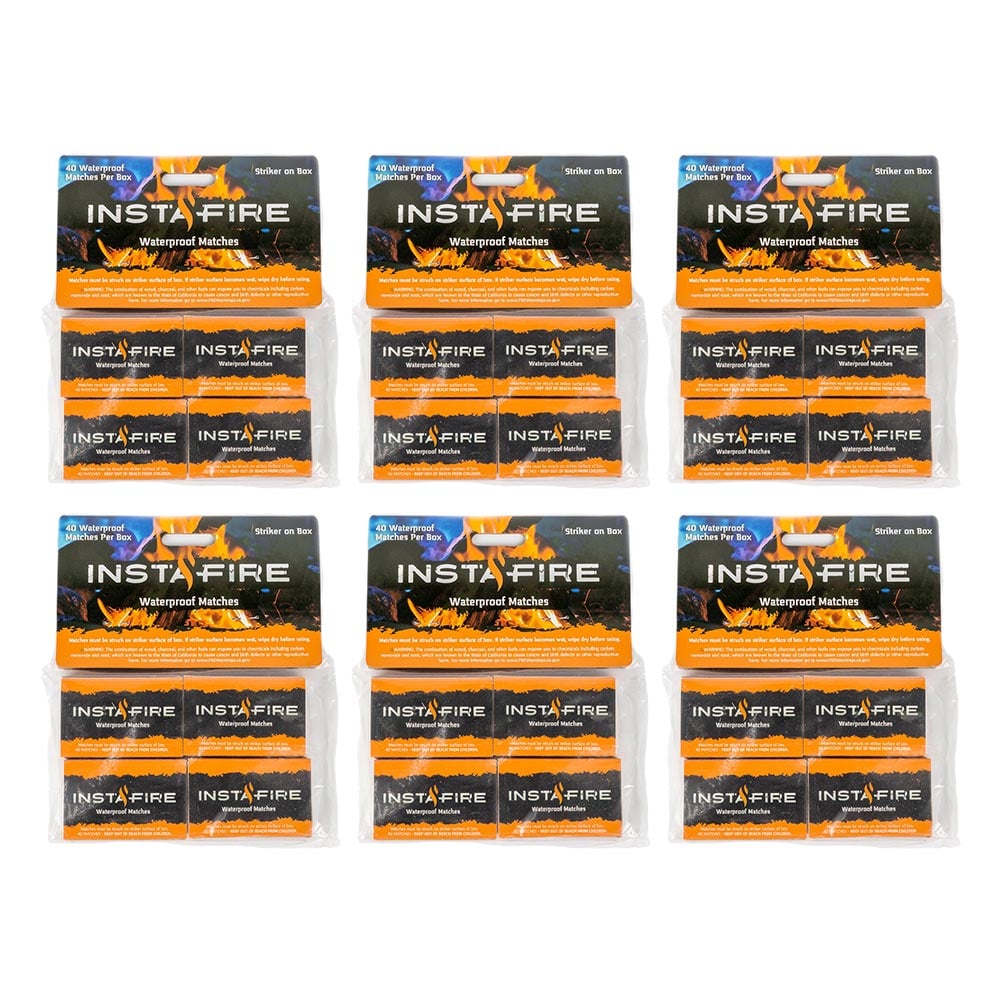 Waterproof Matches by InstaFire (six 4-packs, total of 24 matchboxes)