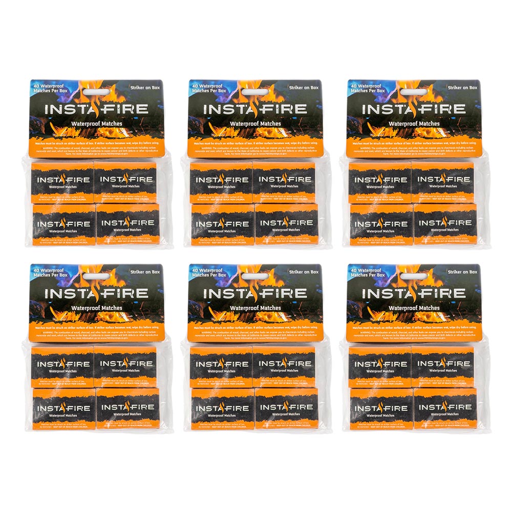Waterproof Matches by InstaFire (Six 4-packs, total of 24 boxes)