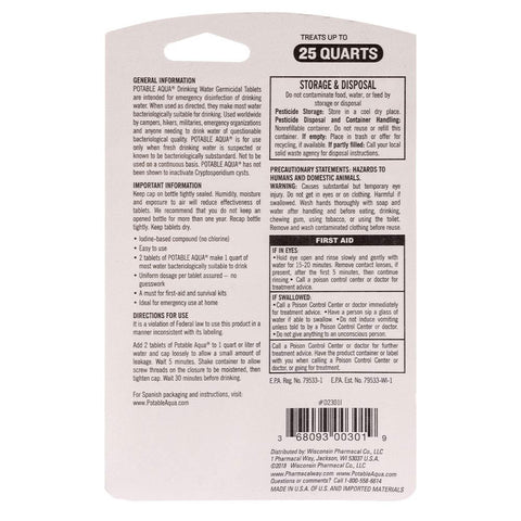 Image of Drinking Water Treatment Tablets by Potable Aqua (50 germicidal tablets) - DM