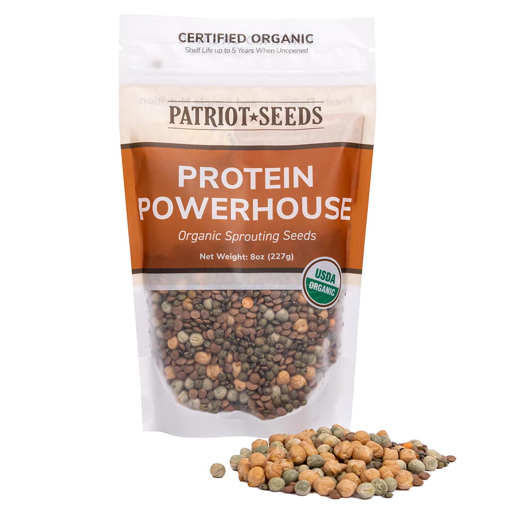 Organic Protein Powerhouse Sprouting Seeds Mix by Patriot Seeds (8 ounces)