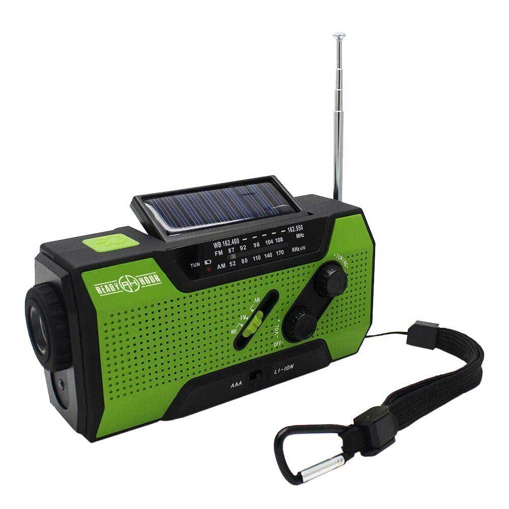 Ready Hour 4-in-1 Emergency Solar Flashlight &amp; AM/FM/Weather Radio w/ Hand Crank