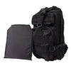 side-by-side of ready hour tactical backpack and included ballistic panel