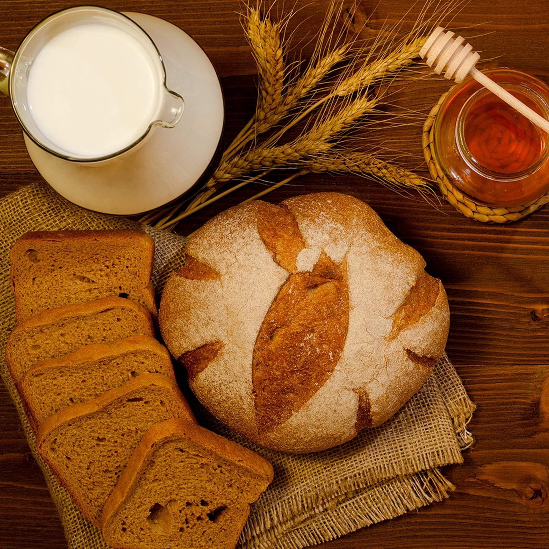 Honey, milk, and bread — Emergency Staples #10 Can Food Pack ingredients