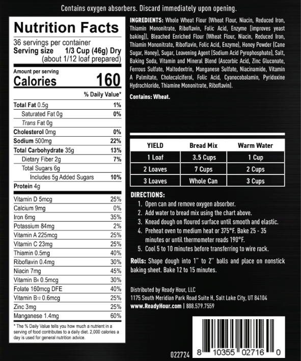 Honey Wheat Bread Mix