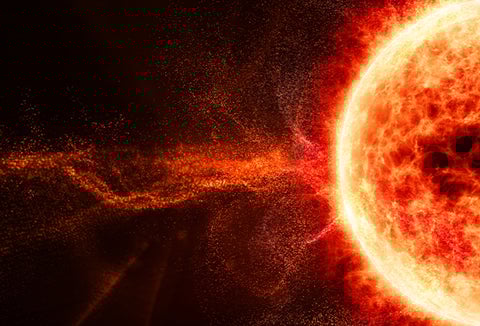 A close-up image of the sun in space.
