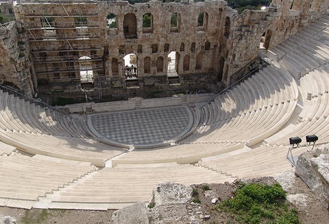 An empty, ancient amphitheater.