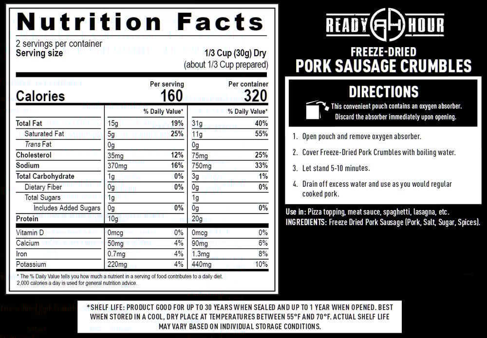 Freeze-Dried Pork Sausage Crumbles
