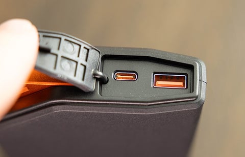 a close up of the charging ports