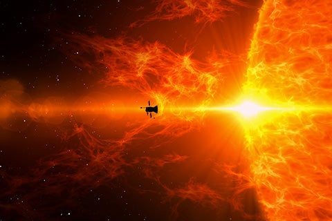A small satellite very close to the sun.