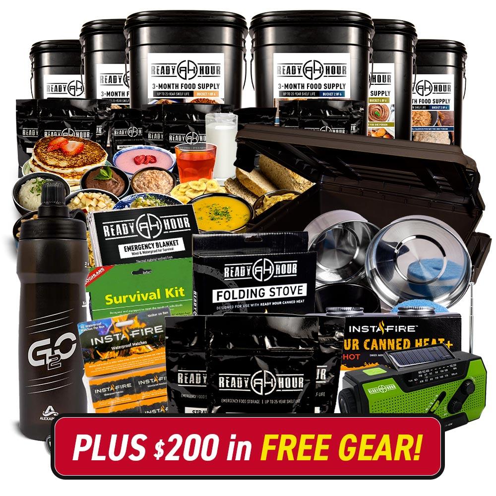 3-Month Emergency Food Supply (2,000+ calories/day) PLUS 12 FREE Gifts